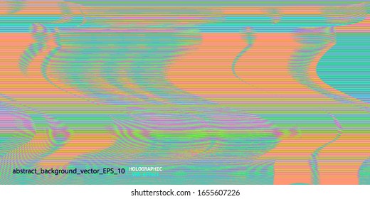 Template of a vector background with holographic neon colors with screen glitch VHS effect.  TV signal fail. Hipster style.