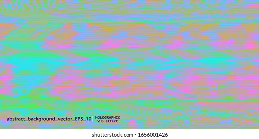 Template of a vector background with holographic neon colors with screen glitch VHS effect.  TV signal fail. Hipster style.