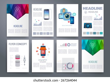 Template. Vector brochure design templates collection. Applications and Infographic Concept. Set of Flyer, Brochure Design Templates.