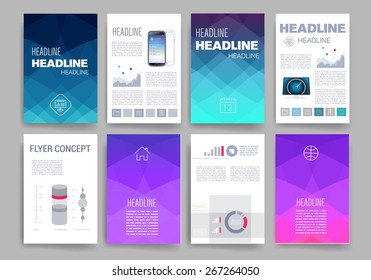 Template. Vector brochure design templates collection. Applications and Infographic Concept. Set of Flyer, Brochure Design Templates.