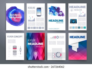 Template. Vector brochure design templates collection. Applications and Infographic Concept. Set of Flyer, Brochure Design Templates.