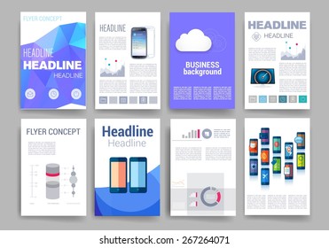 Template. Vector brochure design templates collection. Applications and Infographic Concept. Set of Flyer, Brochure Design Templates.