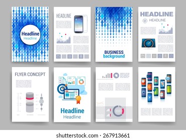 Template. Vector brochure design templates collection. Applications and Infographic Concept. Set of Flyer, Brochure Design Templates.
