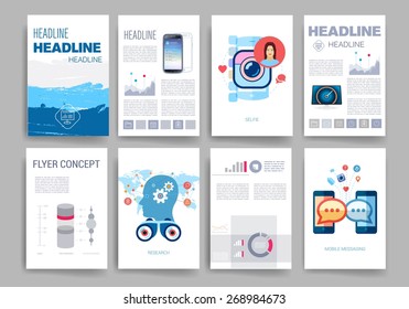 Template. Vector brochure design templates collection. Applications and Infographic Concept. Set of Flyer, Brochure Design Templates.