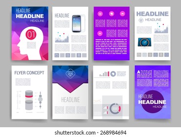 Template. Vector brochure design templates collection. Applications and Infographic Concept. Set of Flyer, Brochure Design Templates.