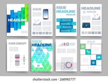 Template. Vector brochure design templates collection. Applications and Infographic Concept. Set of Flyer, Brochure. Design Templates.