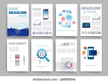 Template. Vector brochure design templates collection. Applications and Infographic Concept. Set of Flyer, Brochure Design Templates.