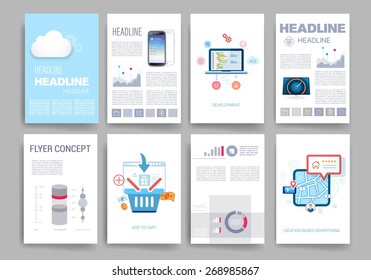 Template. Vector brochure design templates collection. Applications and Infographic Concept. Set of Flyer, Brochure Design Templates.