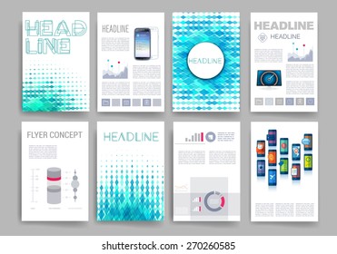 Template. Vector brochure design templates collection. Applications and Infographic Concept. Set of Flyer, Brochure Design Templates