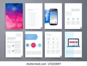 Template. Vector brochure design templates collection. Applications and Infographic Concept. Set of Flyer, Brochure Design Templates.