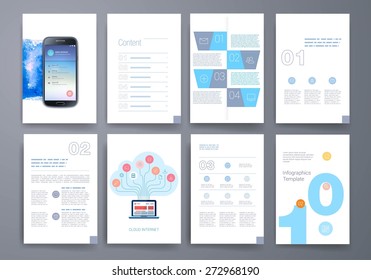 Template. Vector brochure design templates collection. Applications and Infographic Concept. Set of Flyer, Brochure Design Templates.