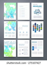 Template. Vector brochure design templates collection. Applications and Infographic Concept. Set of Flyer, Brochure Design Templates