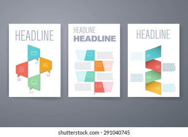 Template. Vector brochure design templates collection. Applications and Infographic Concept. Set of Flyer, Brochure Design Templates. Step by Step design.