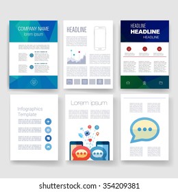 Template. Vector brochure design templates collection. Applications and Infographic Concept. Set of Flyer, Brochure Design Templates.