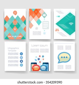 Template. Vector brochure design templates collection. Applications and Infographic Concept. Set of Flyer, Brochure Design Templates.