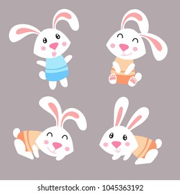 Template vector card with bunnies. Vector template for banners, flyers and invitation cards