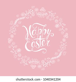 Template vector card with realistic decorated eggss.