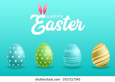 Template vector card with realistic eggs