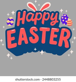 Template vector card with realistic eggs.sky background.