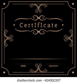Template vector certificate at black background