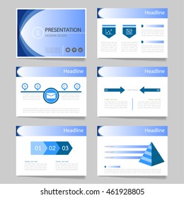 Template vector curve blue set for brochure presentation business.Slides horizontal of modern layout and brochure illustration leaflet flyer design 