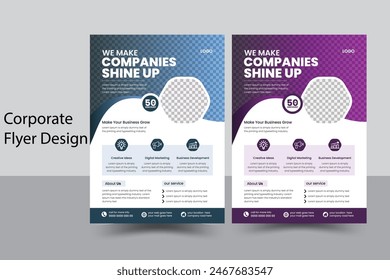 Template vector design for Annual Report, Magazine, Poster, Corporate Presentation, Portfolio, Flyer, infographic, layout modern with Green color size A4, Front and back, Easy to use.