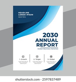 Template vector design for Annual Report, Brochure,  Magazine, Poster, Corporate Presentation, Portfolio, Flyer, infographic, layout modern with blue color size A4, Easy to use and edit.