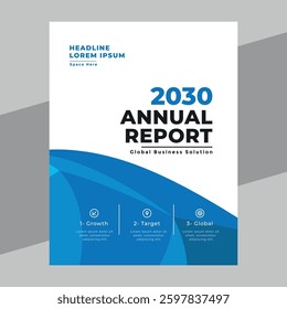 Template vector design for Annual Report, Brochure,  Magazine, Poster, Corporate Presentation, Portfolio, Flyer, infographic, layout modern with blue color size A4, Easy to use and edit.