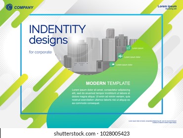 Modelo de design vetorial para Brochura, Relatório Anual, Web design Poster, Apresentação Corporativa, Flyer, layout moderno com tamanho de cor verde horizontal, Fácil de usar e editar.