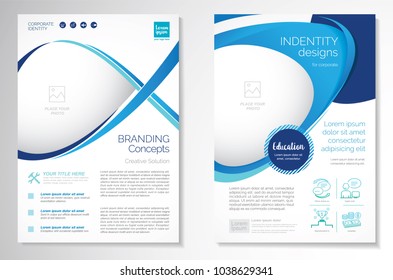 Template vector design for Brochure, Annual Report, Magazine, Poster, Corporate Presentation, Portfolio, Flyer, layout luxury with blue and blue color size A4, Front and back, Easy to use Infinity Con