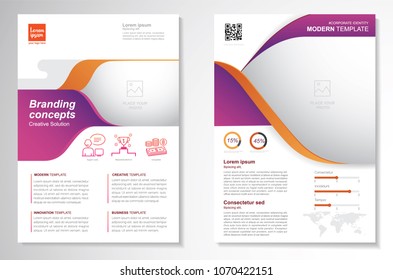 Template vector design for Brochure, Annual Report, Magazine, Poster, Corporate Presentation, Portfolio, Flyer, infographic, layout modern with colorful size A4, Front and back, Easy to use and edit. - Shutterstock ID 1070422151