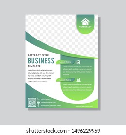 Template vector design for Brochure, Annual, Magazine, Poster, Corporate Presentation, Portfolio, Flyer, layout modern with green color size A4. space for photo collage. white background
