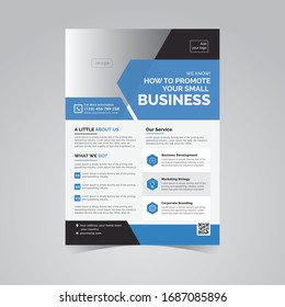 Template vector design for Brochure, Annual Report, Magazine, Poster, Corporate Presentation, Portfolio,Corporate Flyer, layout modern with blue color size A4, Front and back, Easy to use and edit.