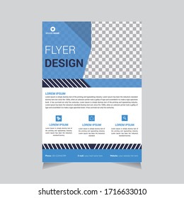 Template vector design for Brochure, Annual Report, Magazine, Poster, Corporate Presentation, Portfolio, Business Flyer, Shape design, info graphic, layout modern with blue color size A4