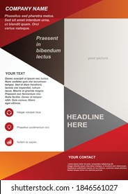 Template vector design for Brochure, Annual Report, Magazine, Poster, Corporate Presentation, Portfolio, Flyer, infographic, layout modern with red color size A4, Easy to use and edit.