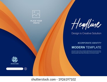 Diseño vectorial de plantilla para Folleto, Informe Anual, Afiche de diseño Web, Presentación Corporativa, Volante, diseño moderno con tamaño de color azul horizontal, Fácil de usar y editar.