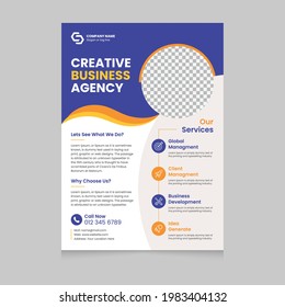 Template vector design for Brochure, Annual Report, Magazine, Poster, Corporate Presentation, Portfolio, Business flyer, layout modern with blue color size A4