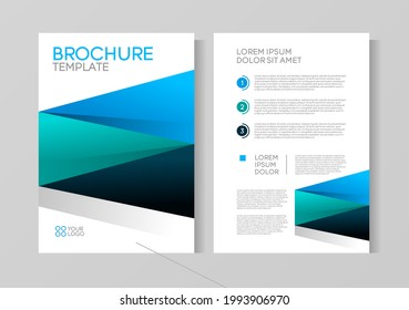 Template vector design for Brochure, Annual Report, Magazine, Poster, Corporate Presentation, Portfolio, Flyer, layout modern with green and blue color size A4, Front and back, Easy to use and edit.