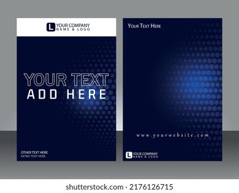 Template vector design for Brochure, Annual Report, Magazine, Poster, Corporate Presentation, Portfolio, Flyer, infographic, layout modern with blue color size, Front and back, Easy to use and edit.