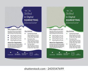 Template vector design for Brochure, Annual Report, Magazine, Poster, Corporate Presentation, Portfolio, Flyer, layout modern with blue color size A4, Front and back, Easy to use and edit.