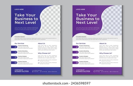 Template vector design for Brochure, Annual Report, Magazine, Poster, Corporate Presentation, Portfolio, Flyer, infographic, layout modern with blue and purple color A4 size, Easy to use and edit.