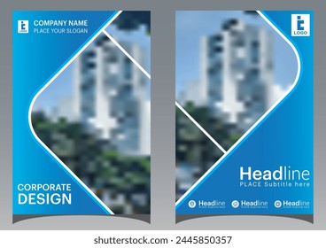 Diseño de Vector de Plantilla para Folleto, Informe Anual, Revista, Cartel, Presentación Corporativa, Folleto, infografía, diseño moderno con tamaño de color azul A4, Frontal y posterior, Fácil de usar y editar.