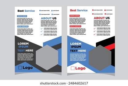 Vorlage Vektorgrafik Design für Broschüre, Geschäftsbericht, Magazin, Poster, Corporate Sound Präsentation, Portfolio, Flyer, Infografik, Layout modern mit Blaufarbe