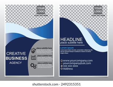 Template vector design for Brochure, Annual Report, Magazine, Poster, Corporate Presentation, Portfolio, Flyer, infographic, layout modern with blue color, Easy to use and edit. 