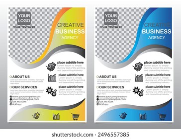 Template vector design for Brochure, Annual Report, Magazine, Poster, Corporate Presentation, Portfolio, Flyer, infographic, layout modern with blue and yellow color, Easy to use and edit.