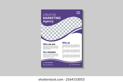 Template vector design for Brochure, Annual Report, Magazine, Poster, Corporate Presentation, Portfolio, Flyer, layout modern with blue color size A4, Front and back, Easy to use and edit.