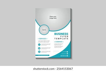 Template vector design for Brochure, Annual Report, Magazine, Poster, Corporate Presentation, Portfolio, Flyer, layout modern with blue color size A4, Front and back, Easy to use and edit.
