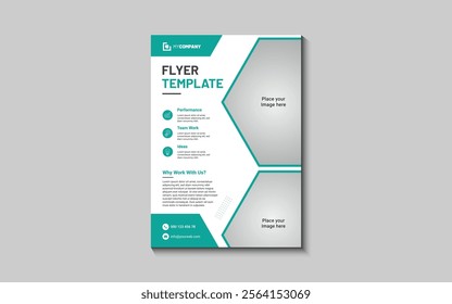 Template vector design for Brochure, Annual Report, Magazine, Poster, Corporate Presentation, Portfolio, Flyer, layout modern with blue color size A4, Front and back, Easy to use and edit.