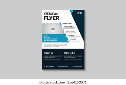 Template vector design for Brochure, Annual Report, Magazine, Poster, Corporate Presentation, Portfolio, Flyer, layout modern with blue color size A4, Front and back, Easy to use and edit.
