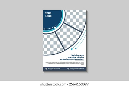 Template vector design for Brochure, Annual Report, Magazine, Poster, Corporate Presentation, Portfolio, Flyer, layout modern with blue color size A4, Front and back, Easy to use and edit.